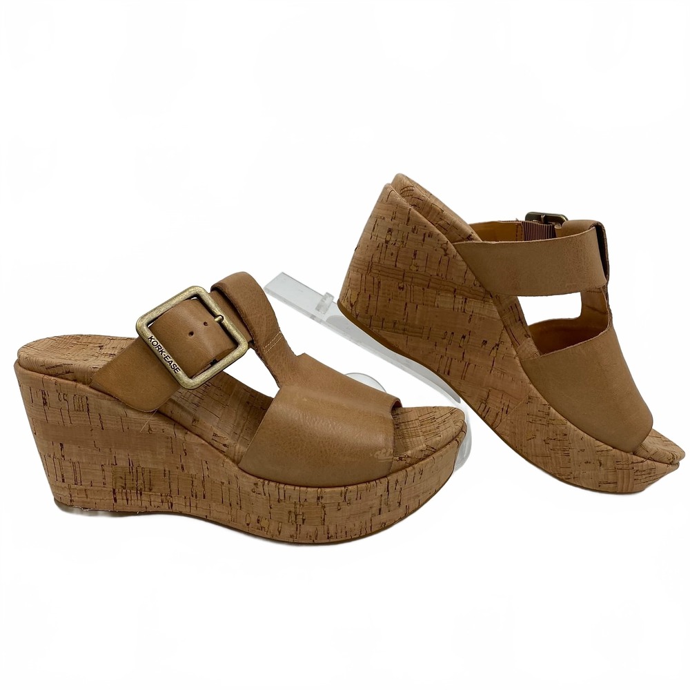 Kork-Ease Tan Platform Wedge Sandals | Leather, US6